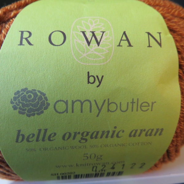 Rowan Amy Butler Belle Organic Aran Yarn, Made in Italy, Organic Wool/Organic Cotton, Saddle Brown