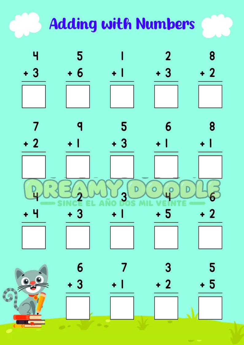 Addition Worksheets for Kids, Printable Math Workbook PDF, Kindergarten ...