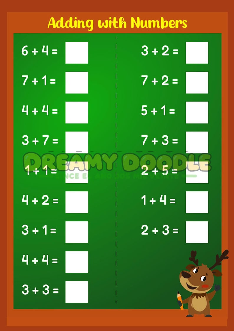 Addition Worksheets for Kids, Printable Math Workbook PDF, Kindergarten ...