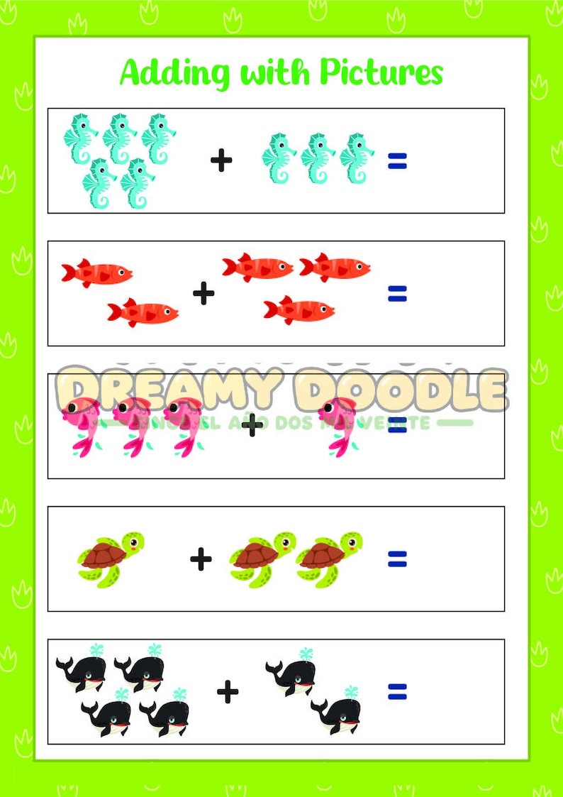 Addition Worksheets for Kids, Printable Math Workbook PDF, Kindergarten ...