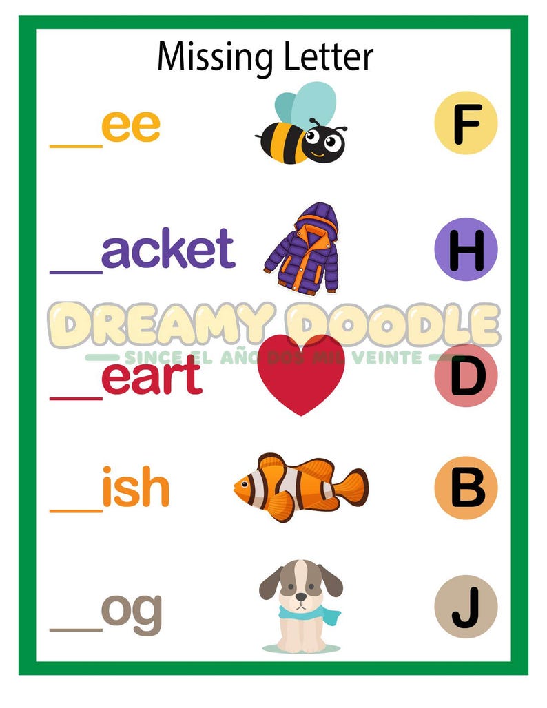 Missing Letter Worksheets | Alphabet & Word Practice | 20-page ...