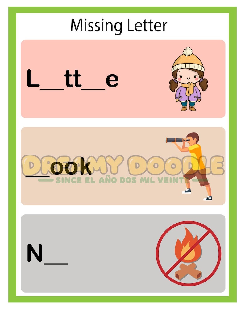 Missing Letter Worksheets | Alphabet & Word Practice | 20-page ...