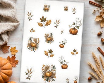 Thanksgiving Sticker Sheet, Watercolor Harvest Stickers for Planner