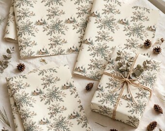 Storybook Wrapping Paper, Whimsical Illustrated Gift Wrap Sheets Set of 3