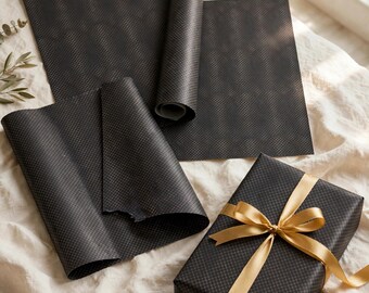 Green and Gold Wrapping Paper, Geometric Grid Gift Wrap Set of 3 Sheets