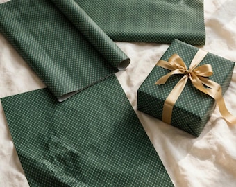 Black and Gold Gift Wrap Sheets, Dotted Geometric Wrapping Paper Set of 3