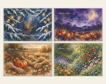 Milestone Paper Postcard Collection, Set of 4 Seasonal Greeting Cards