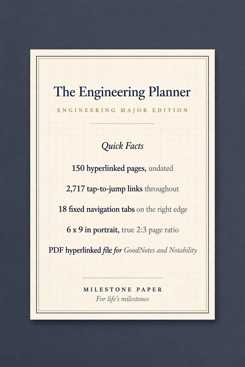 Engineering Planner | Hyperlinked Digital Planner for iPad, GoodNotes Engineering Student Planner, Undated image 5