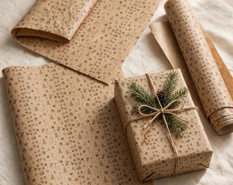 Kids Kraft Wrapping Paper, Playful Brown Paper Gift Wrap Set of 3