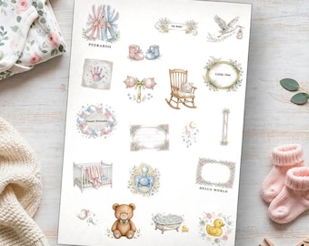 Baby Milestone Stickers Vol 2, Watercolor First Year Sticker Sheet