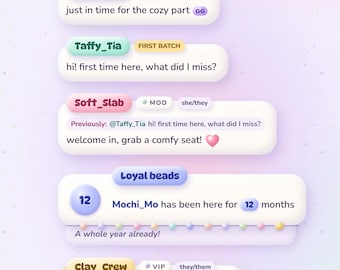 Cute Pastel Chat Overlay for Twitch | Animated Clay Chat Box for StreamElements | Kawaii Claymorphism Stream Widget