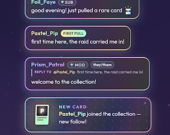 Holo Foil Chat Box for Twitch & YouTube | Animated Pastel Rainbow Chat Widget for StreamElements | Cute VTuber stream overlay