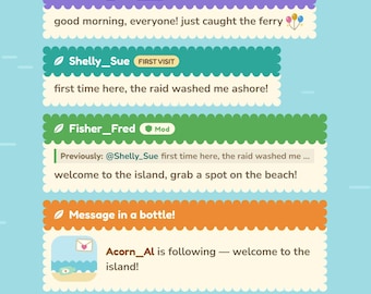 Cozy Island Chat Widget for Twitch | Animated Cute Chat Overlay for StreamElements | Pastel Stream Chat Box