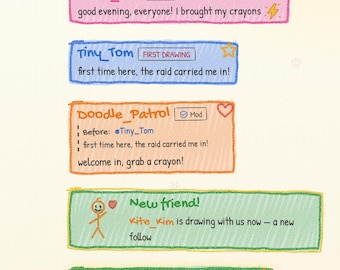 Colorful Doodle Twitch Chat Box | Animated Crayon Chat Widget for StreamElements | Cute Kids Drawing Stream Overlay