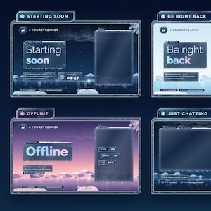 Winter Stream Overlay Pack for Twitch | Animated Frost Alerts, Scenes, Stinger, Cam Frame | Icy Snow StreamElements Overlay
