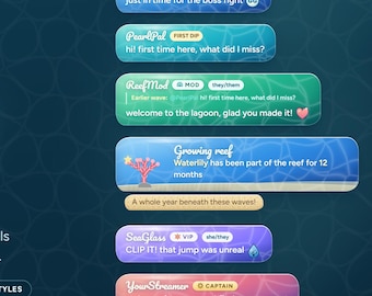 Water Chat Overlay for Twitch | Animated Lagoon Chat Box for StreamElements | Cute Summer Ocean Stream Widget | Lagoon Chat