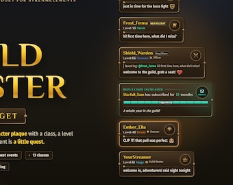 MMO Guild Twitch Chat Widget | Animated Fantasy RPG Chat Overlay for StreamElements, Twitch YouTube | Gold & Leather