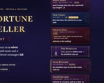 Mystic Chat Overlay for Twitch & YouTube | Animated Fortune Teller Chat Box for StreamElements | Witchy Velvet Stream Widget
