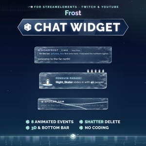 Frost Chat Widget for Twitch | Animated Frozen Glass Chat Overlay for StreamElements | Icy Northern Lights Stream Box