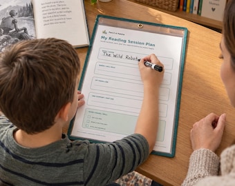 Reading Routine Printable for Kids, Visual Reading Cards, Book Log and Response Worksheets, Grades 1-5 Digital Download