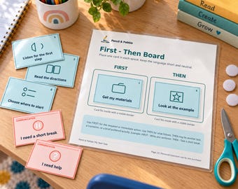 Visual Schedule for Kids, First Then Board & Task Cards, Grades 1-3 (Digital Download)