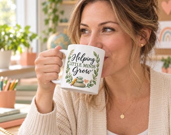 Growing Little Things Mug | Floral Wreath Ceramic Coffee Cup