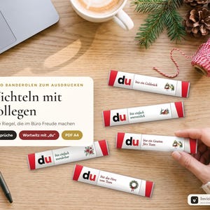 Duplo Banderole Weihnachten zum Ausdrucken, Wichteln Kollegen Geschenk, 48 Sprüche Vorlage PDF BA01
