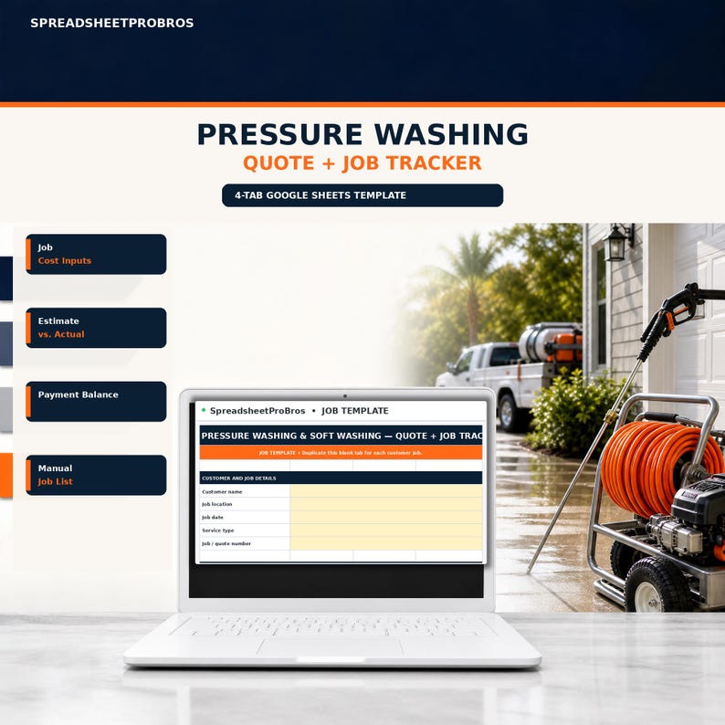 Payment Quote Example Pressure Washing Job Costing Spreadsheet | Quote, Actual Cost & Payment ...