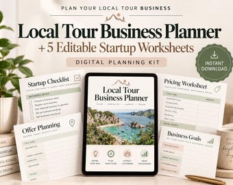 Local Tour Business Planner | 5 Editable Startup Worksheets