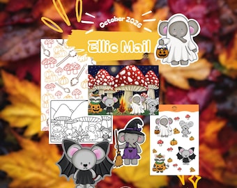 Ellie Mail - Cozy Snail Mail | Happy Mail mit Ausmalpostkarte, Postkarte und Stickern | Oktober Edition