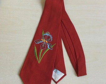 Andre Of California Hand Painted Vintage New Tie - circa 1940s/1950s - Holiday Party or Gift