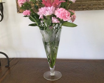 Dorothy Thorpe Olives & Leaves Crystal Vase - Signed Vintage Collectors Piece - circa 1940s - Vintage Family Estate
