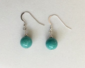 Amazonite and Sterling Silver Drop Earrings - c 27.5 tcw 5 Star Natural Mineral Gemstones