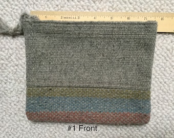 Authentic Vintage Chimayo Gray Striped Clutch Purse #1 OR #2 with Hook and Loop Closure circa 1960s - Free Shipping