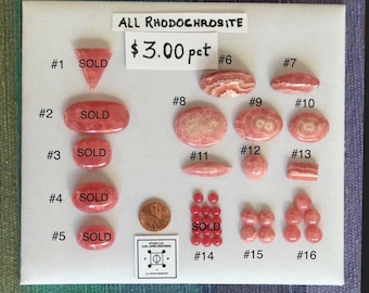 Rhodocrosite Fine Vintage Cabochons - Buy Piece or Lot at 3.00 per Carat - Specimen Mineral Collection - 1980s GIA-GG Designer Collection