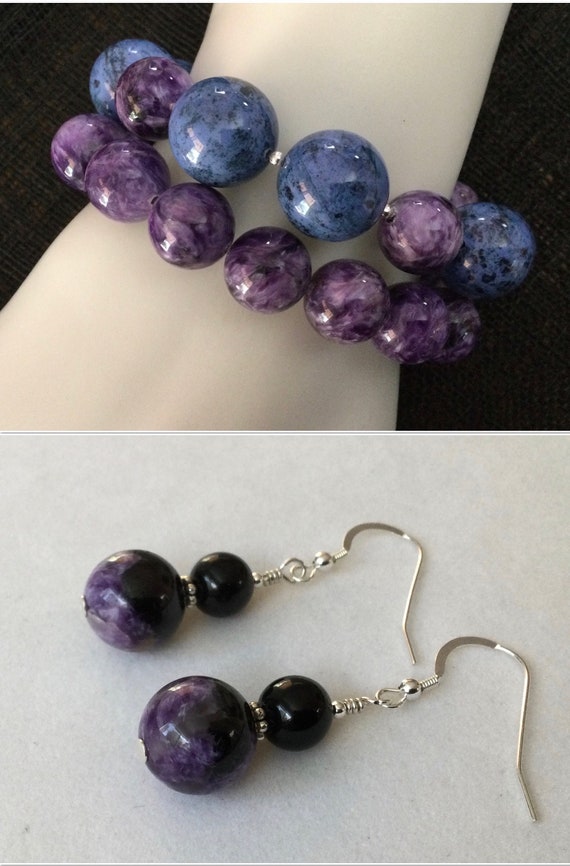 Dumortierite & Charoite with Sterling Silver Bead… - image 8