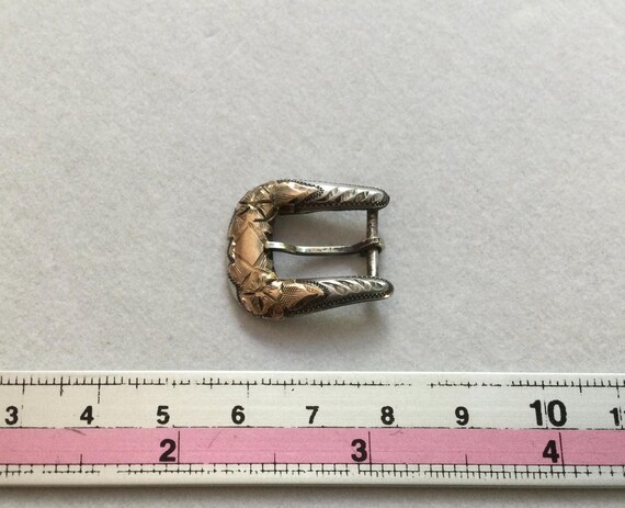Vintage Diamond Ranger Hatband Buckle - Sterling and 10K Rose Gold - c 2.9 grams Vintage Diamond Ranger Hatband Buckle - Sterling and 10K  main image 3