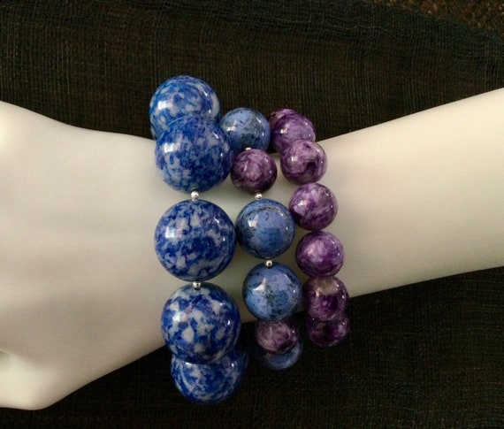 Dumortierite & Charoite with Sterling Silver Bead… - image 5