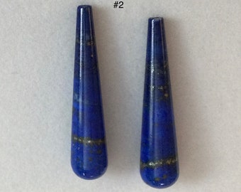 AAA Afghanistan Lapis Tear Drop Designer Cut Cabs - Sold By Pair circa 17.78 DIY Ready to Set Gemstone Cabochons