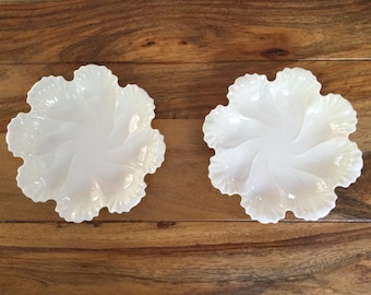 Vintage Lenox Candy Dishes Leaf Collection, SOLD As SET, Cream White, Lenox Green Wreath Made in USA Mark, c early 1950s
