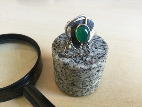 Chrysoprase & Sterling Silver Adjustable Ring - P… - image 10