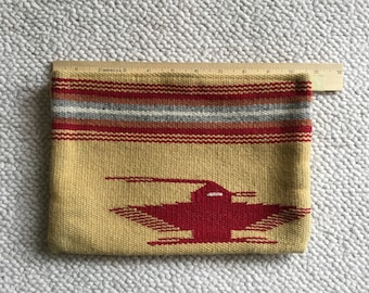 Authentic Vintage Chimayo Thunderbird and Horizontal Striped Clutch Hook and Loop Closure c 1960s - Carl Lewis Druckman Private Collection