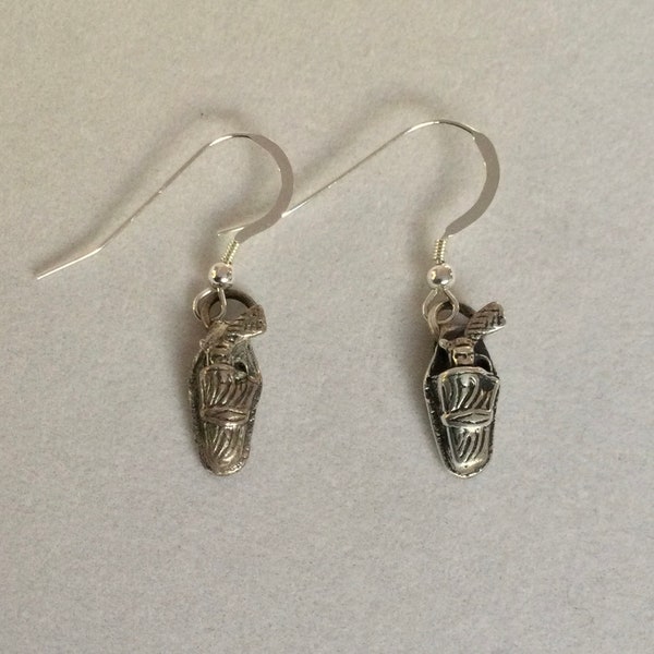 Vintage Sterling Silver Holstered Revolver Charm Drop Earrings - For Southwestern Rodeo Cowgirl or Cowboy - c 1950s