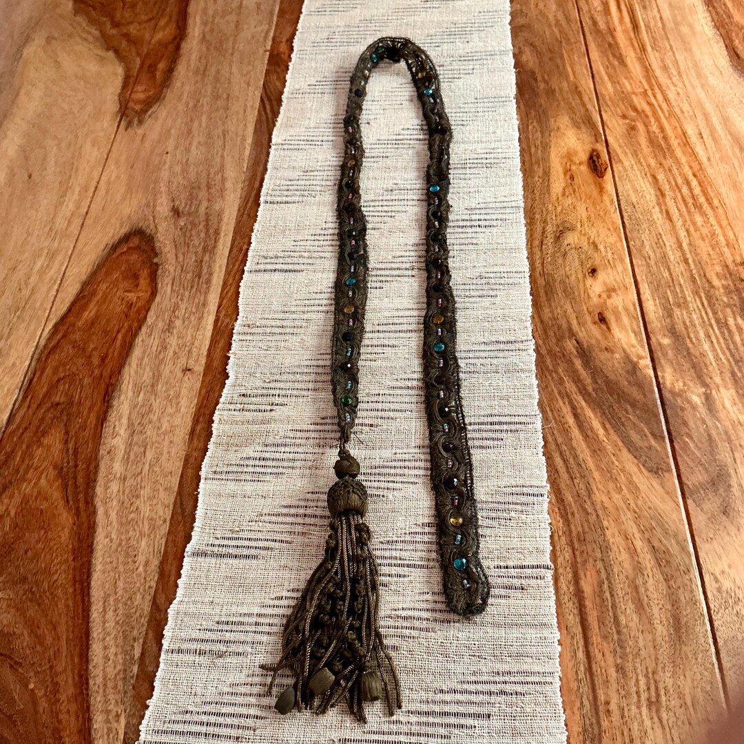 Collectible Vintage/antique Hand Woven Metallic Thread and Beaded Sash ...