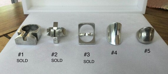 Mid Century Modern Sterling Silver Unisex Style Rings - Variety of Shapes and Sizes - Sold by Lot or Piece - Juli Guasch - Spain - Sze. 5 View 5