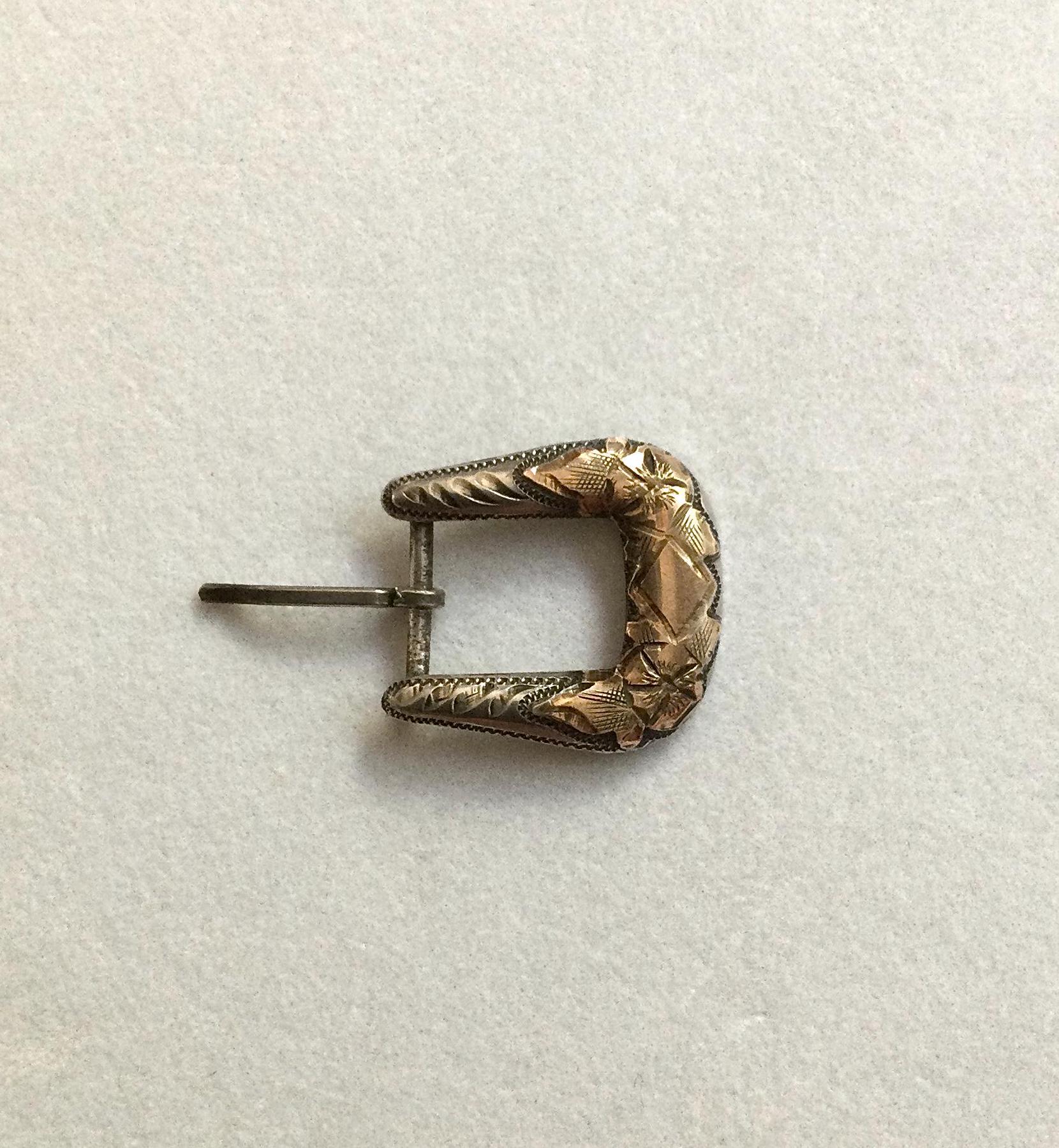 Vintage Diamond Ranger Hatband Buckle - Sterling and 10K  display picture 2