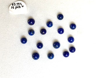 5 Star Pre 1985 Afghan Lapis Lazuli c 6 & 7mm Round Designer Cut Cabs - Sold By Bulk Lot circa 15.77 tcw - DIY Ready to Set Gemstone Cabs