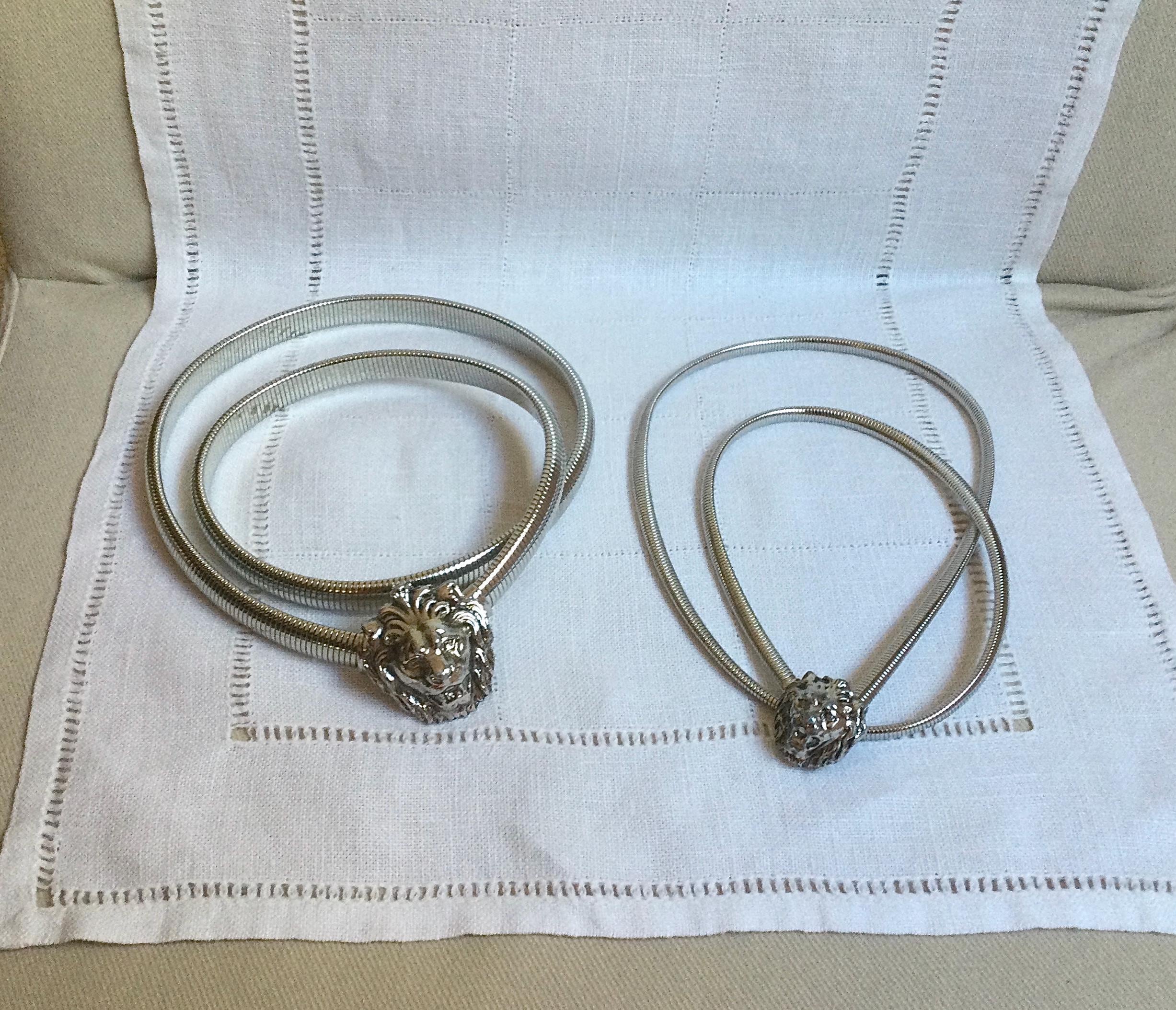 NWT Anne Klein Vintage Silver Stretchy Lion Head Belt AK Anne Klein 70s Silver Tone Stretch Belts - Lion Head  main image 3