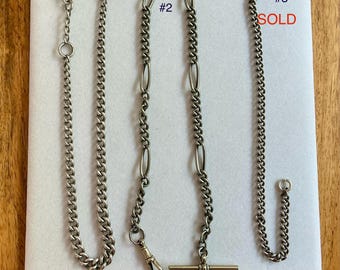 Very Vintage Silver Watch Fob Chains - Sold by Piece or Set - circa late 1800s early 1900s