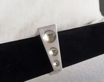 Modernist 1980s Geometric Stackable Statement Rings - Sterling Silver - Unisex Sizes 10 to 10 1/2 - Published Designer Carl Lewis Druckman